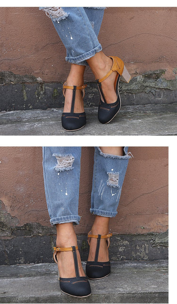 Large Size Thick and Suede Wild High Heel Sandals Women