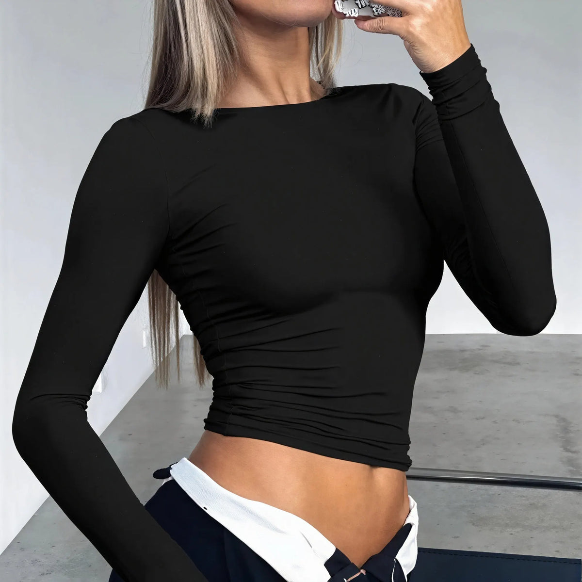 Figurbetontes Langarmshirt â€“ Minimalistisch