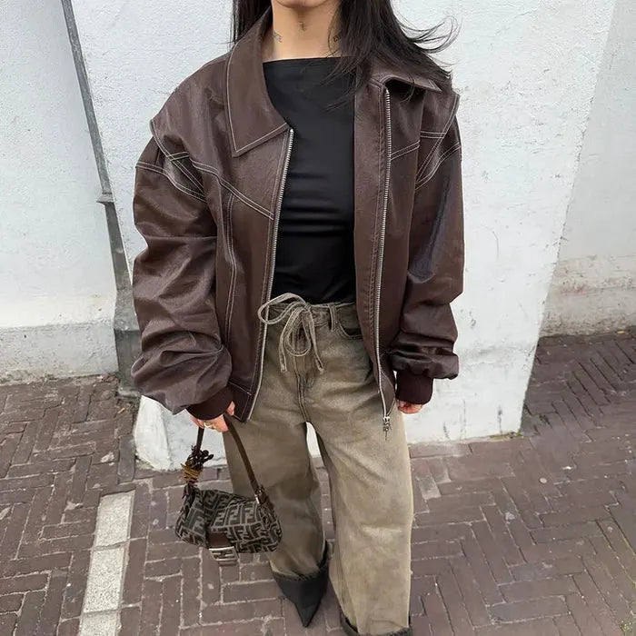 Charlot | Oversized Jacket with Zipper and Elegant Look