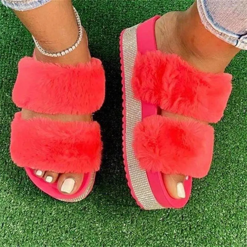 Velvet and diamond wedge sandal