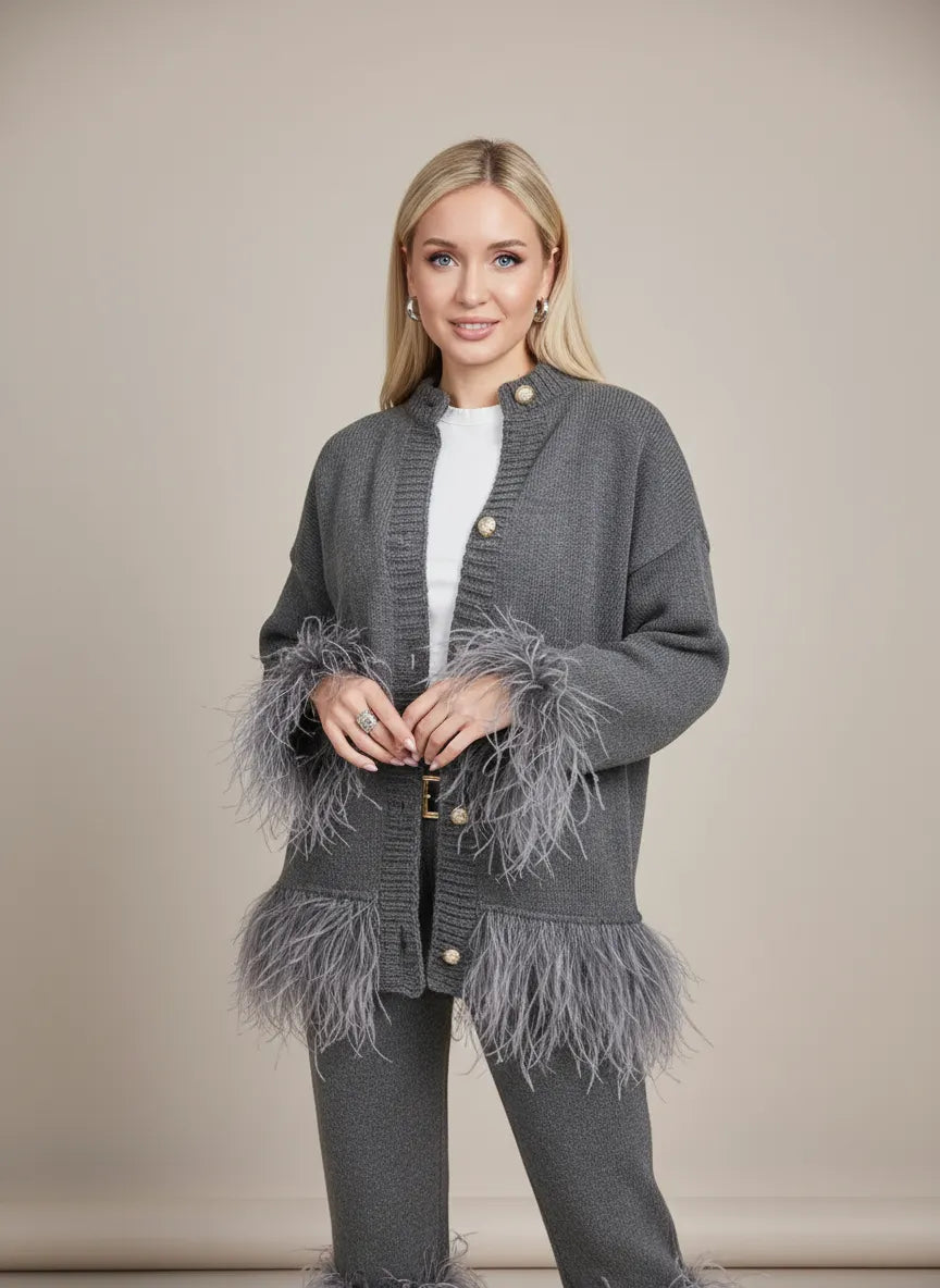Geraldina Feder-Cardigan Zeitlose Eleganz