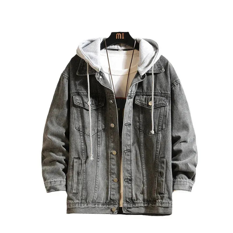 Abnehmbarer Denim Jacke Mit Kapuze Für Männer