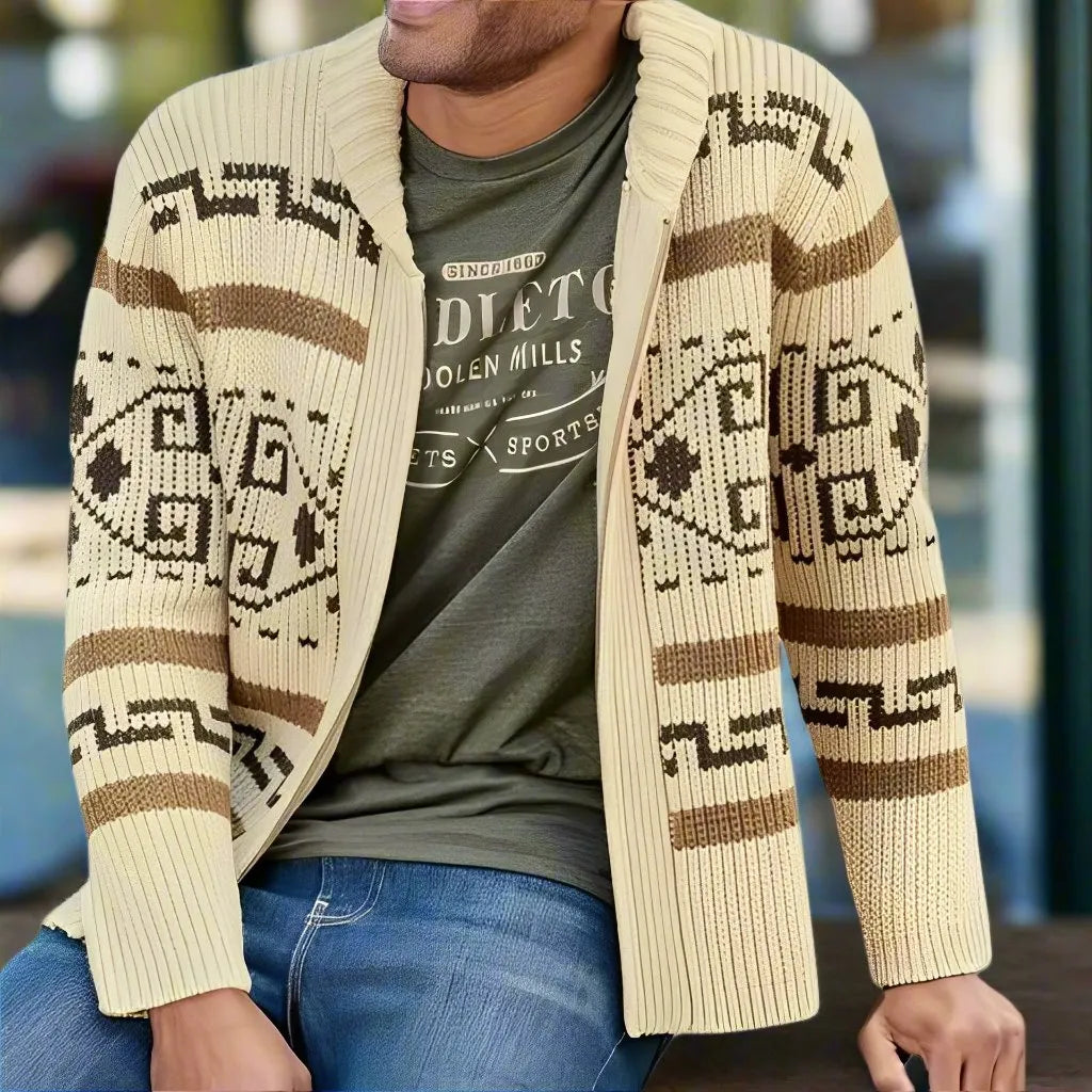 Herren Strickjacke Mit Retro|Revers