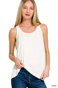 Zenana Flowy Hem Rayon Sleeveless Tank Top