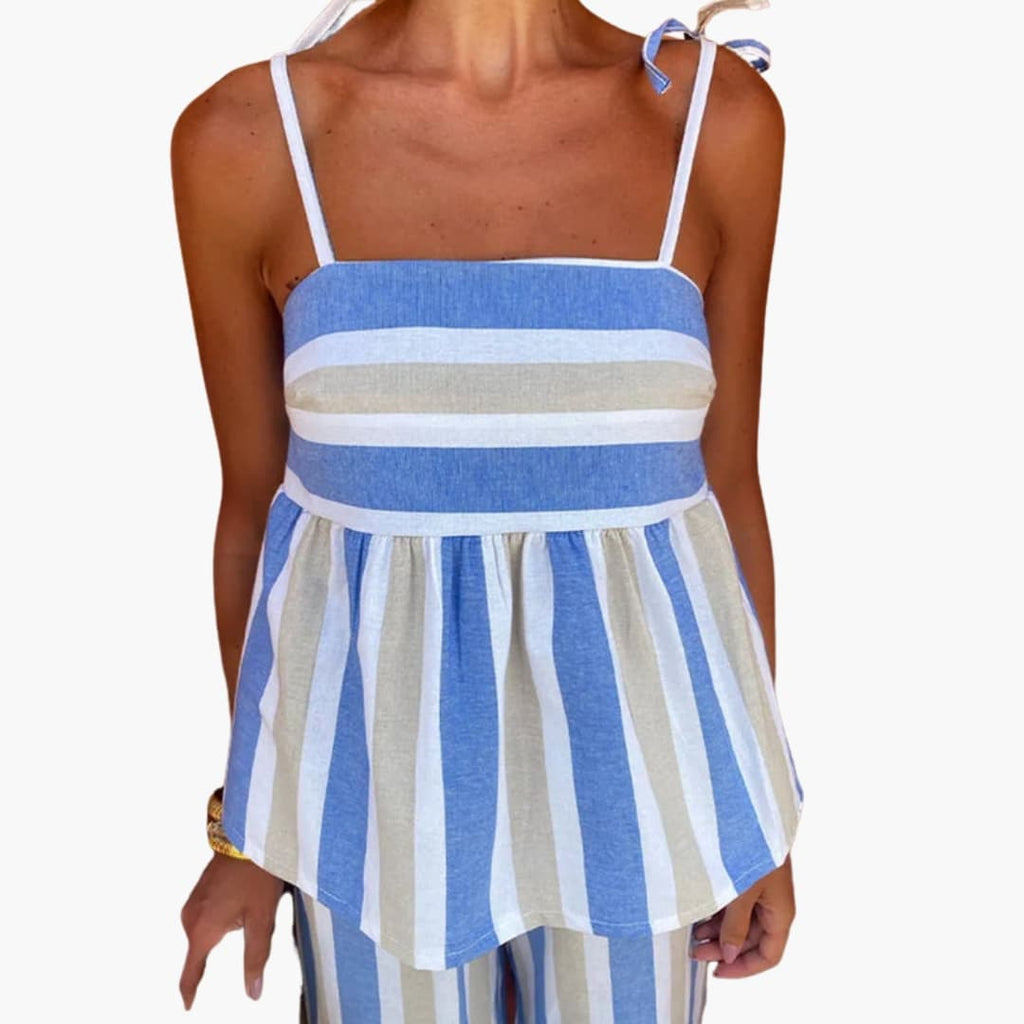 Womenâ€™s Top Set with Tie Straps and Striped Design