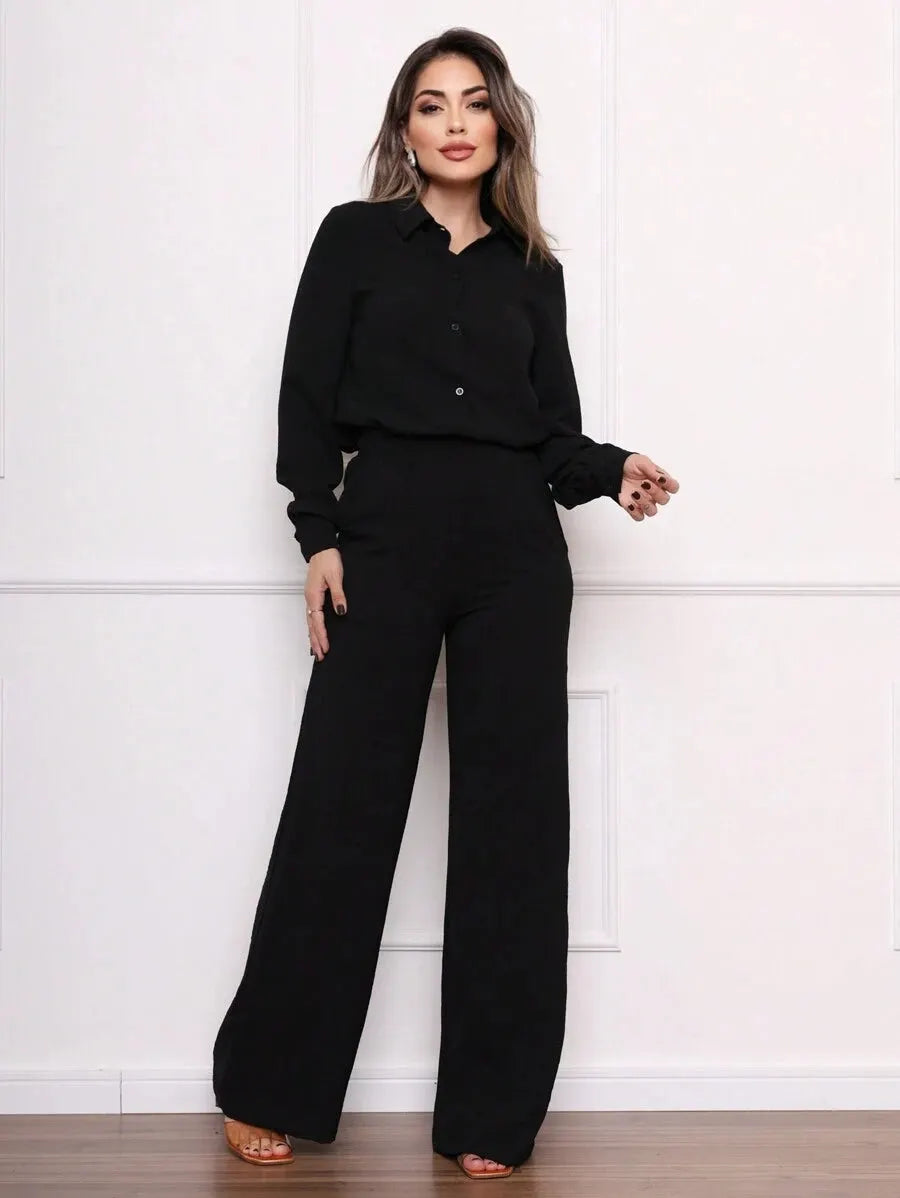 Conjunto Feminino CalÃ§a Pantalona Preto