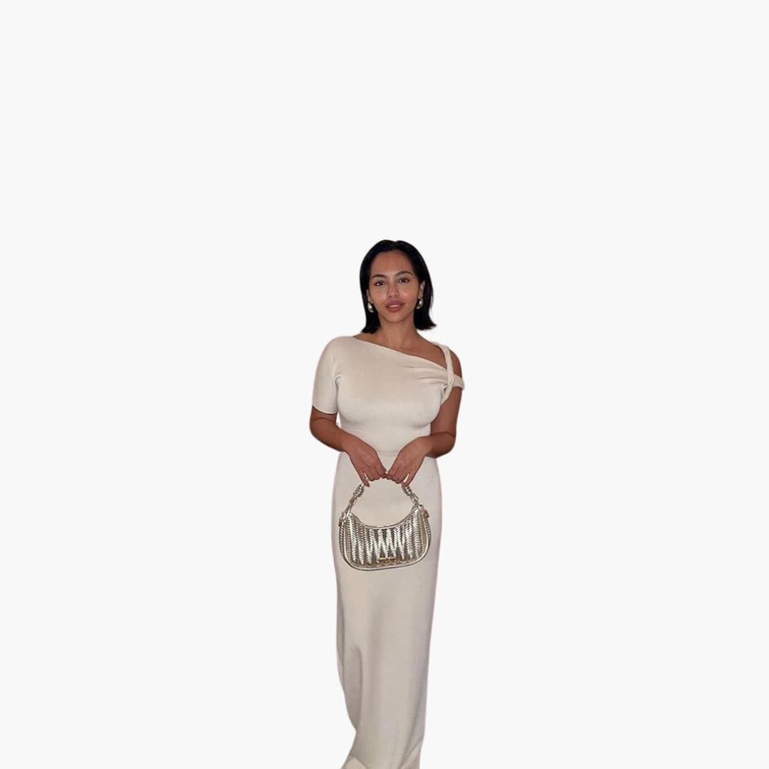 Womenâ€™s One-Shoulder Maxi Dress with Twisted Sleeve Detail
