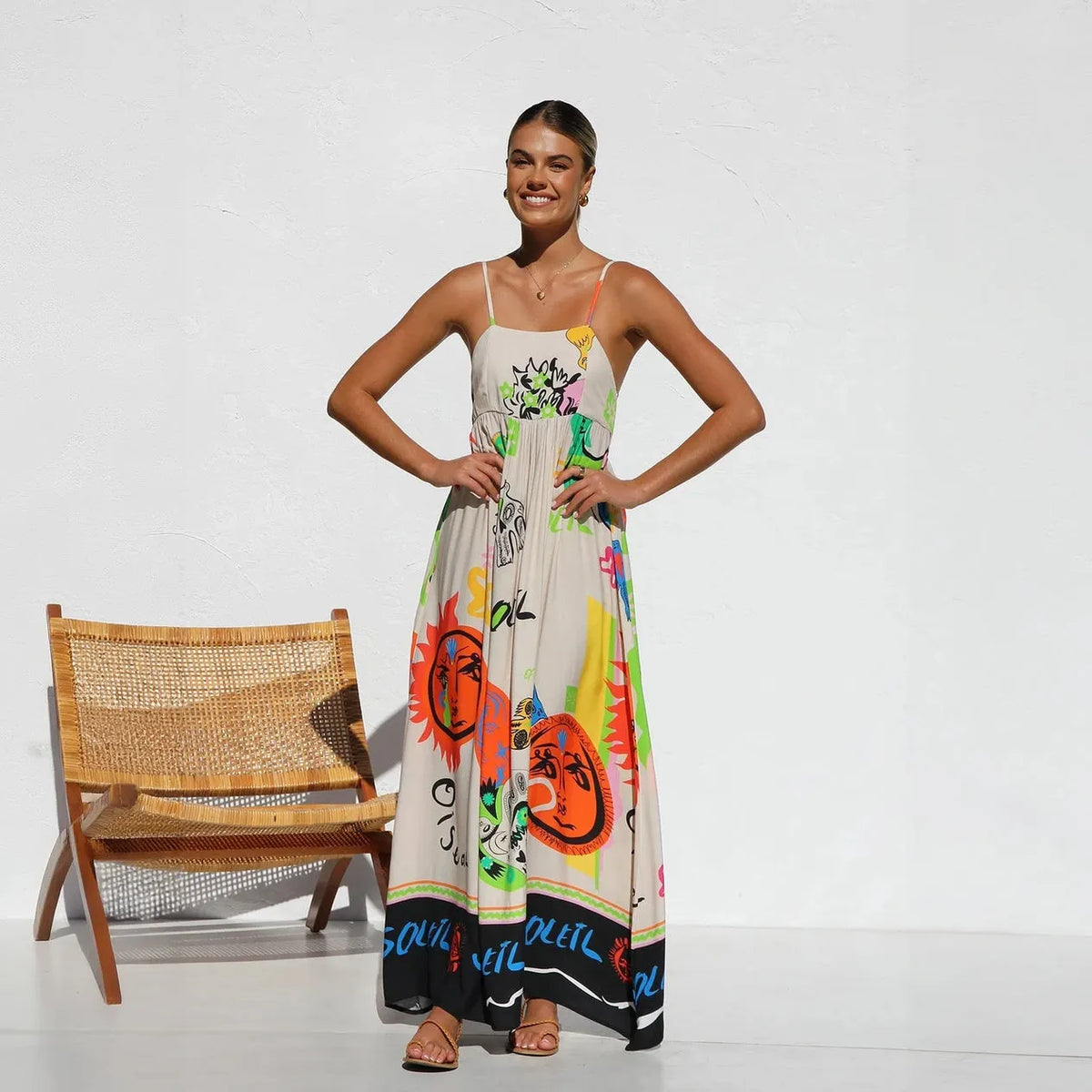 Sommerliches Maxikleid mit Kunstvollem Print