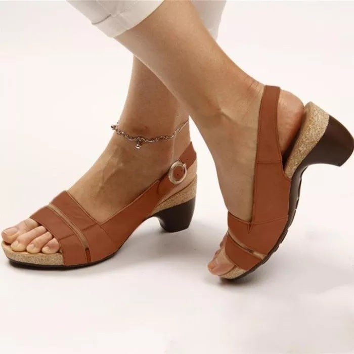 Women's Beach High Heel Wedge Buckle Sandals