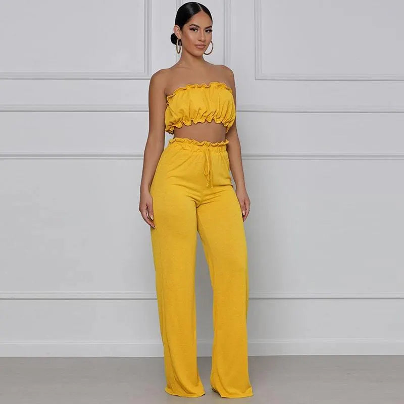 High waisted flared pants set