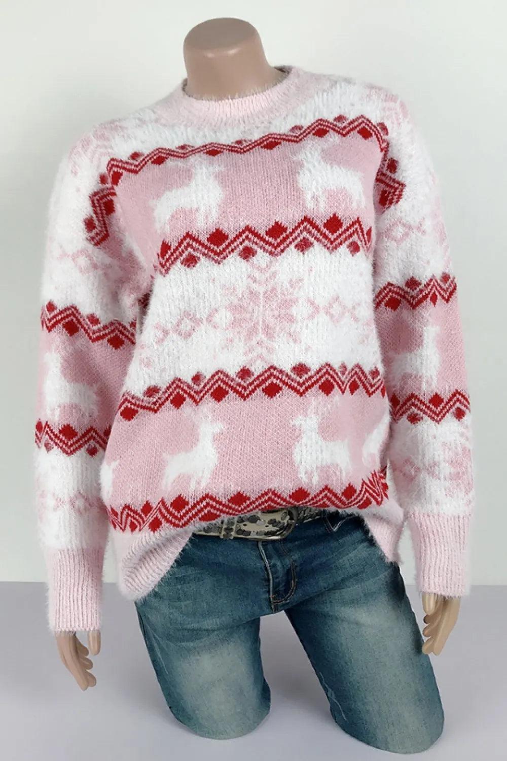 Streifen Weihnachten Schneereh Pullover