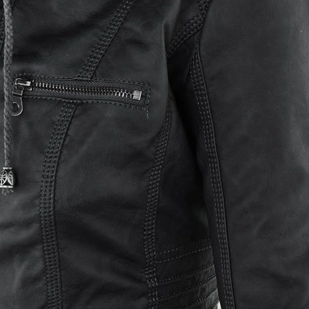 Dames casual gewatteerde leren jas – stijlvol, warm & praktisch met dubbele rits