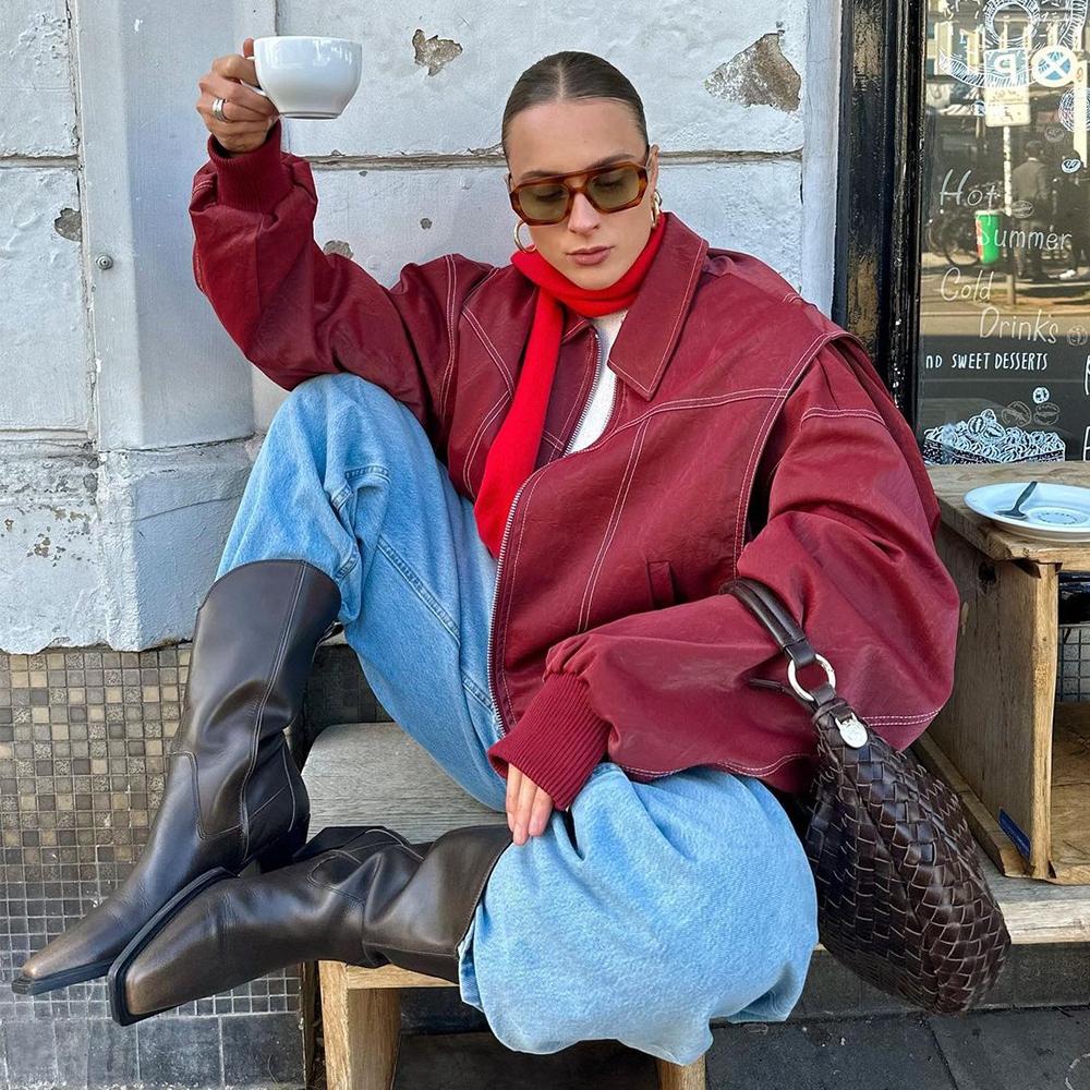 Oversized Jacke Mit Kontrast