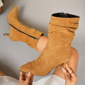 Elegante Slanke Dames Enkellaarsjes | Mid-High PlissÃ© Boots Met Puntneus & Stiletto Hak