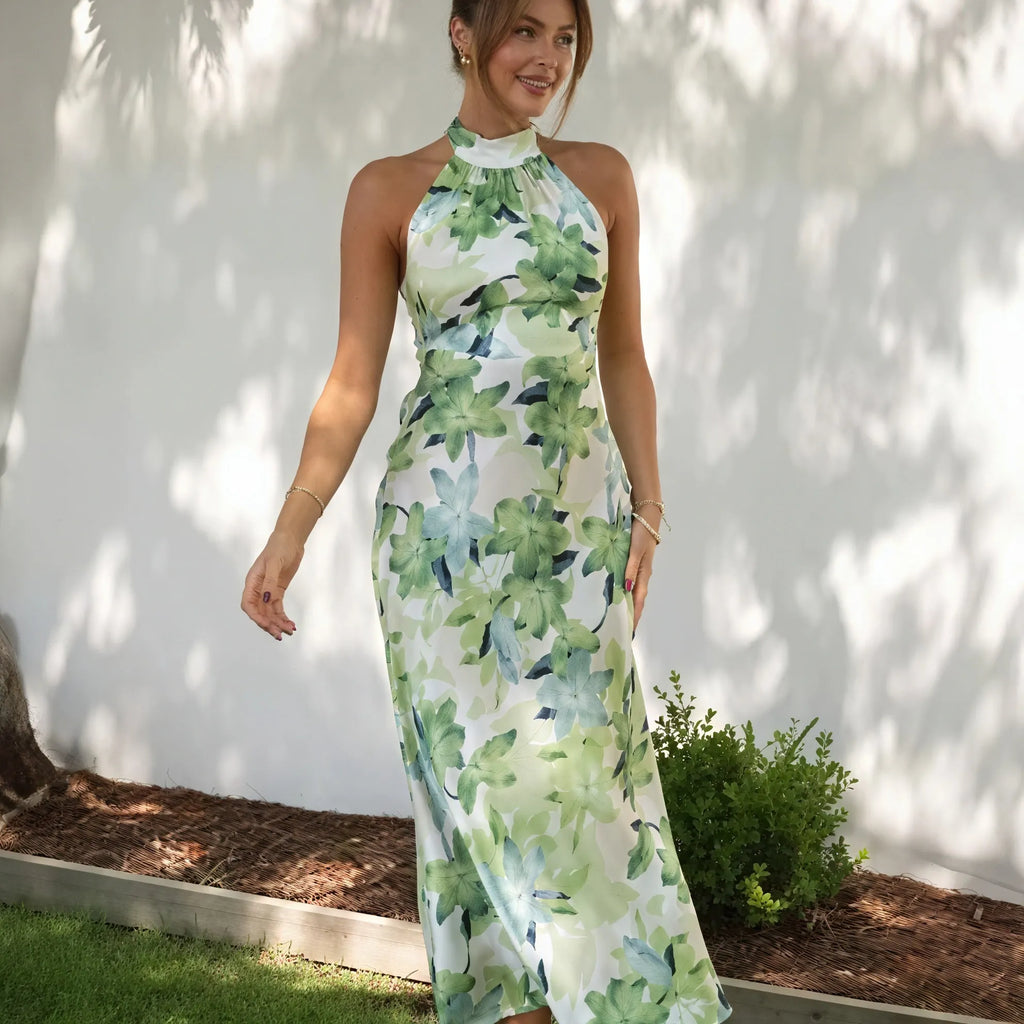 Elegantes, florales Maxikleid