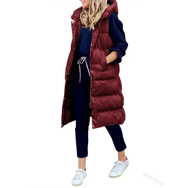 Siena Faye | Weste Baumwolle Langer Mantel Ã„rmellos Lose Jacke