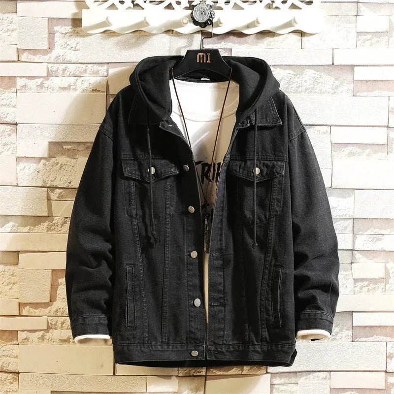 Abnehmbarer Denim Jacke Mit Kapuze Für Männer