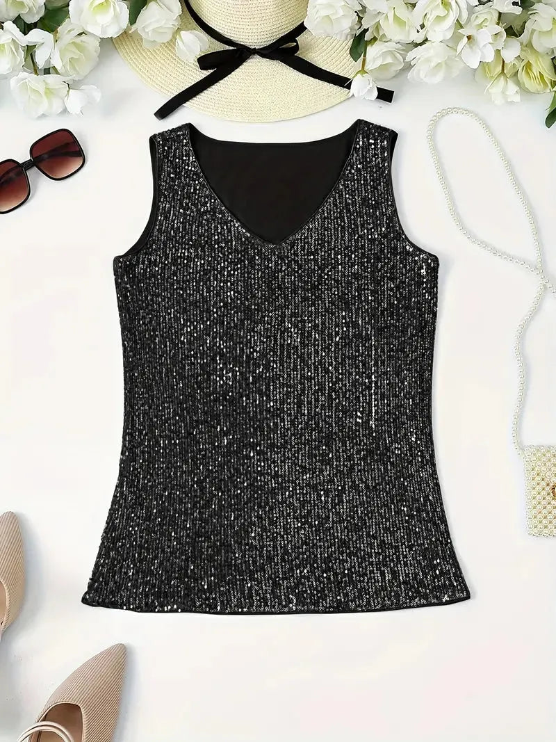Elegantes Ärmelloses Top mit Pailletten