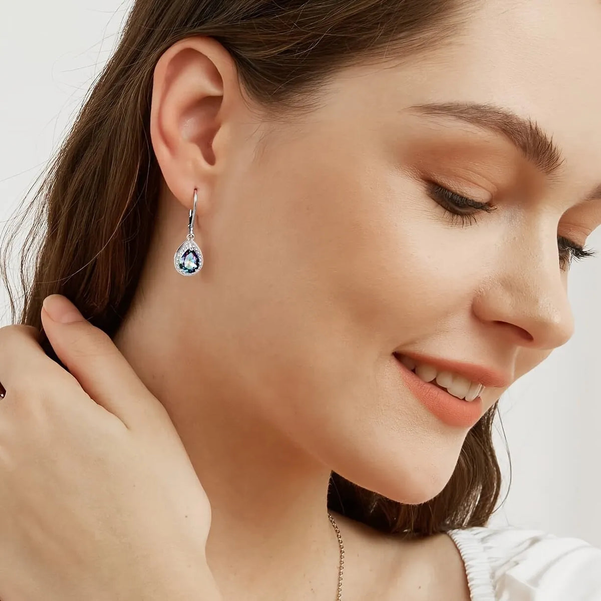 Colorful teardrop stone earrings