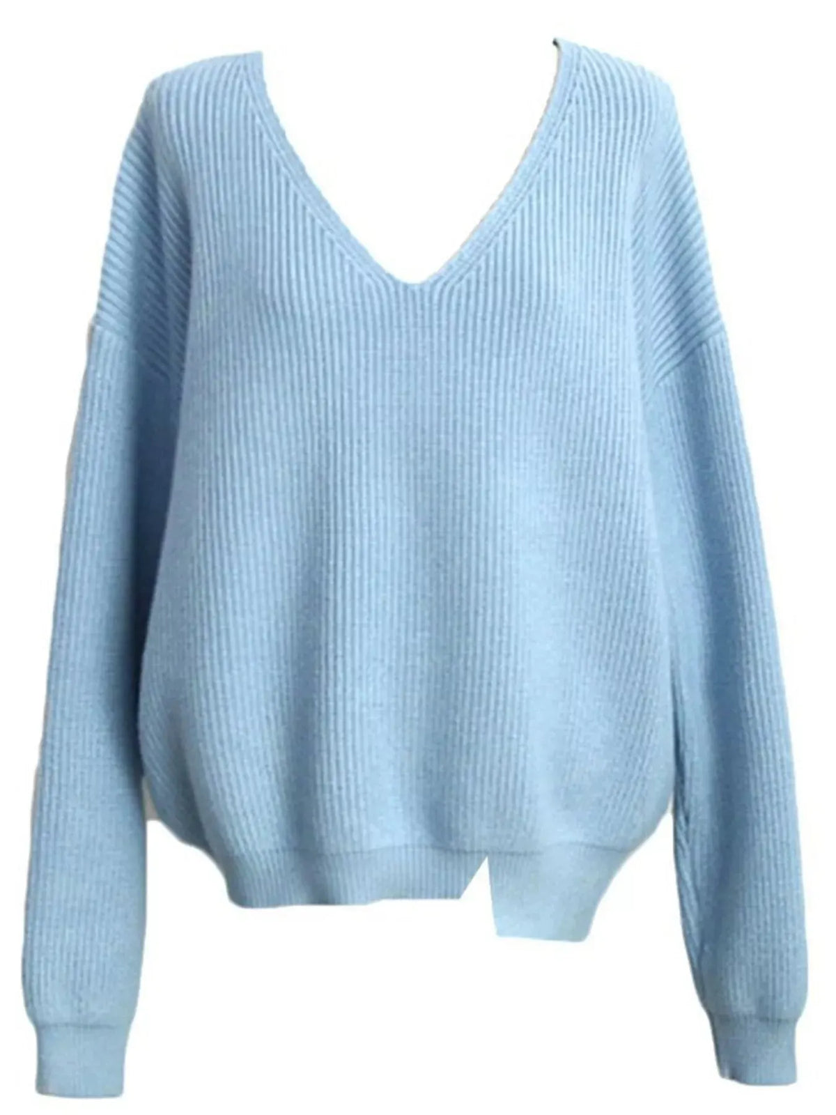Full Size V-Neck Dropped Shoulder Sweater Plus Size