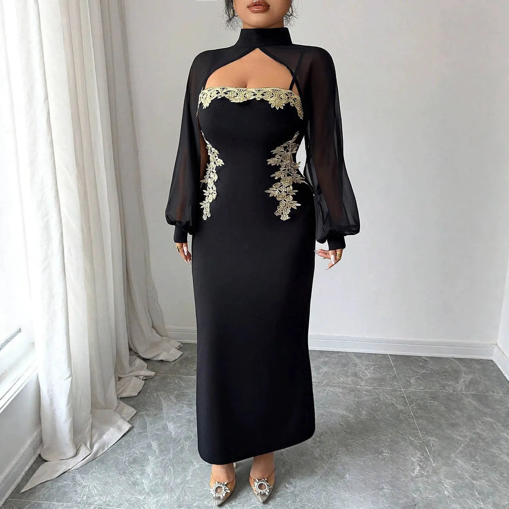 Robe longue de soirÃ©e dÃ©colletÃ© broderie coupe sirÃ¨ne
