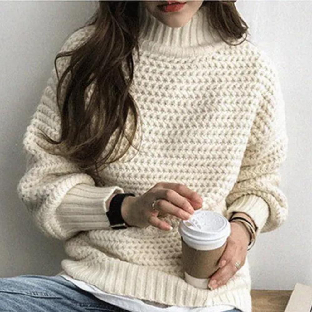 Chunky Knit Rollkragen Top – Oversized Ärmel