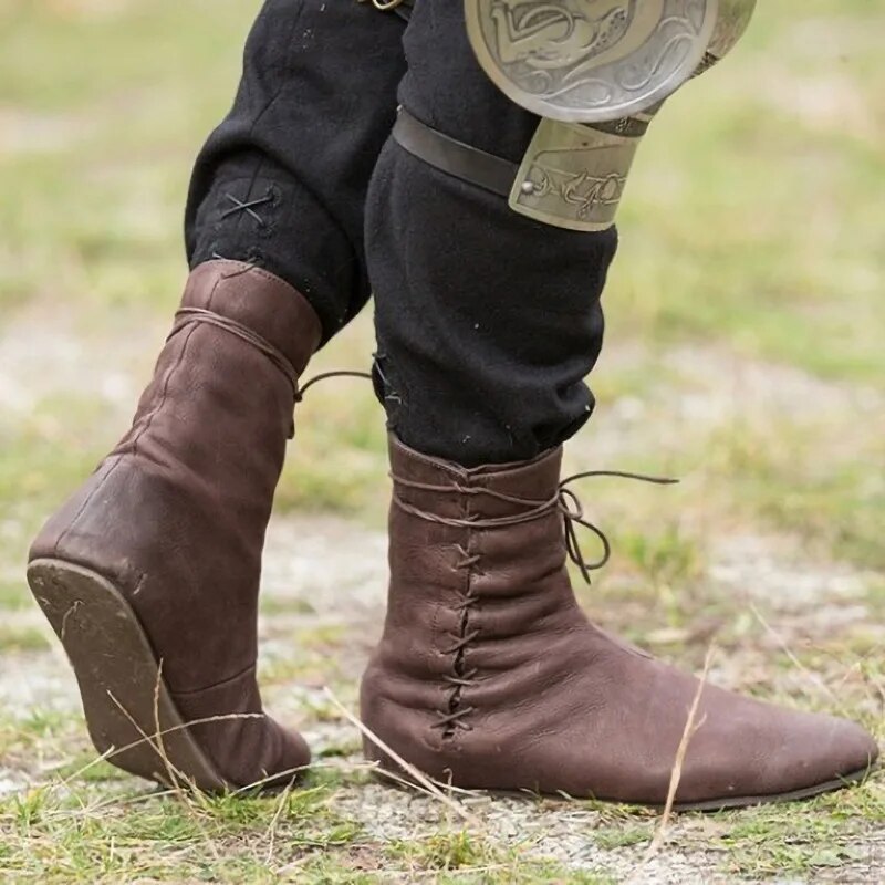 Mittelalterliche Lederstiefel Für Männer