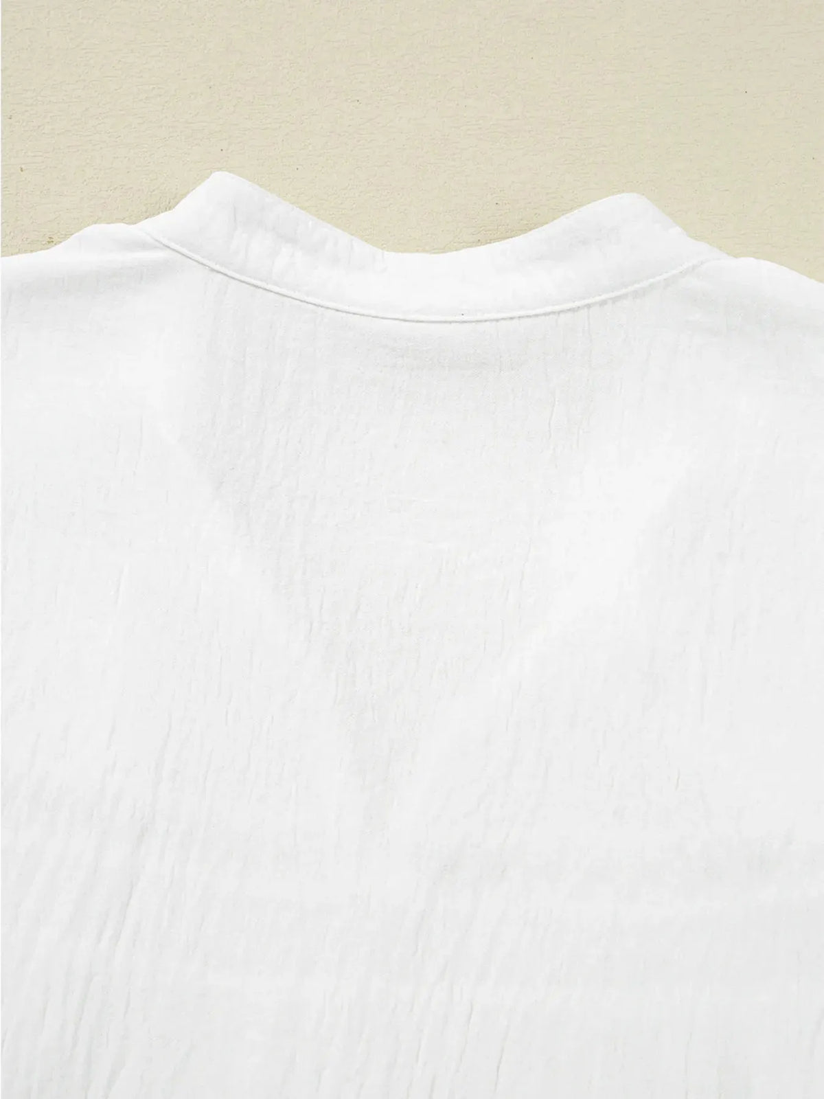 Drawstring Puff Sleeve Tie Neck Blouse