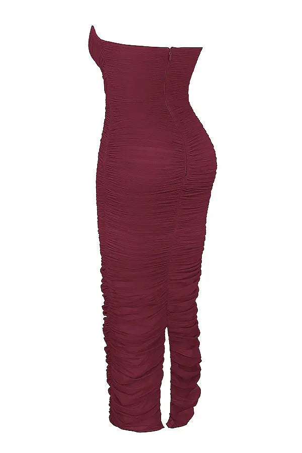 JORA | Elegante Bordeaux Avondjurk Voor Dames - Geplooid, Stijlvol & Flatterend