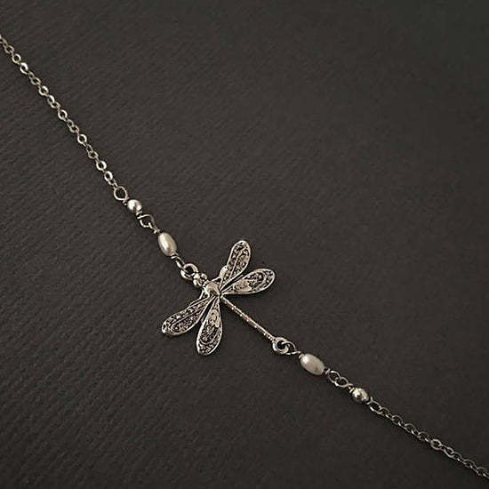 BUY 1 GET 1 FREE TODAY🥳SILVER DRAGONFLY ANKLET WITH PEARL(49% OFF🔥)