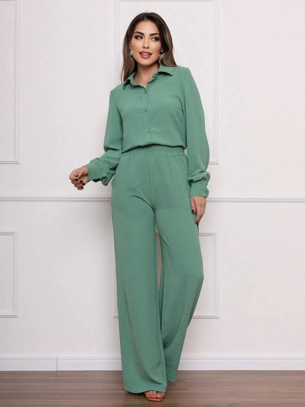 Conjunto Feminino CalÃ§a Pantalona Verde Menta