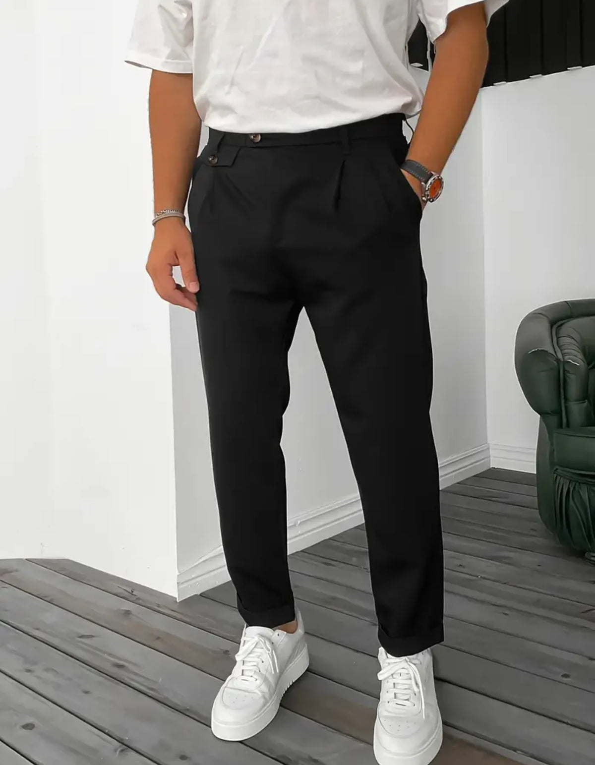 Herren Bequeme Hose Schwarz