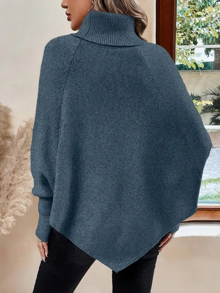 SuÃ©ter Feminino Manga Morcelo Gola Alta Sis Azul