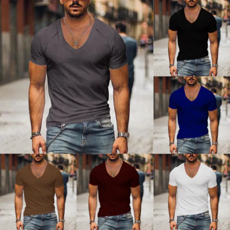 Herren V-ausschnitt T-shirt Slim Fit