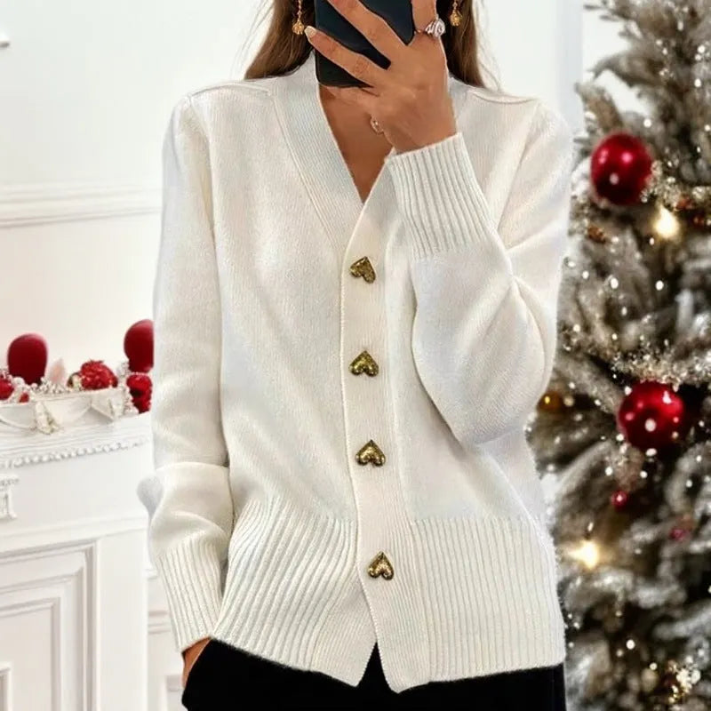 Birgit - Elegant cardigan med hjerteknapper