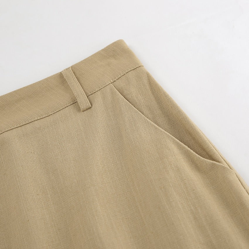 JULIETA | Lange Linnen Dames Rok – Hoog Getailleerd – Split Voor – Minimalistisch & Chic