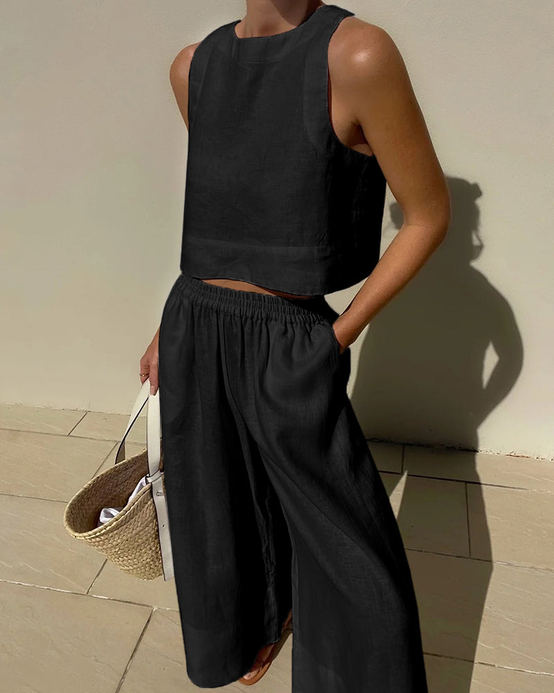 Minimalistisches Set: Top & Wide Leg Hose