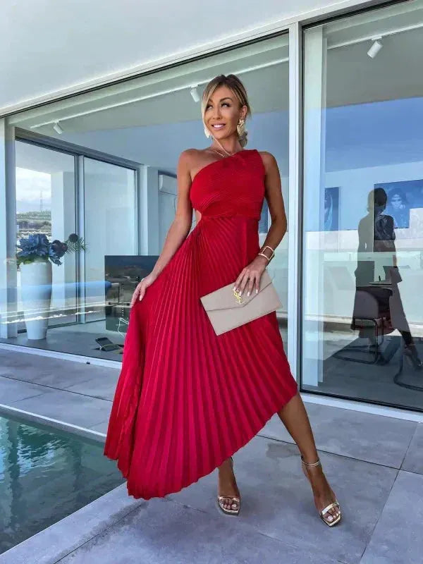 Belda | Elegant Asymmetrical Pleated Dress