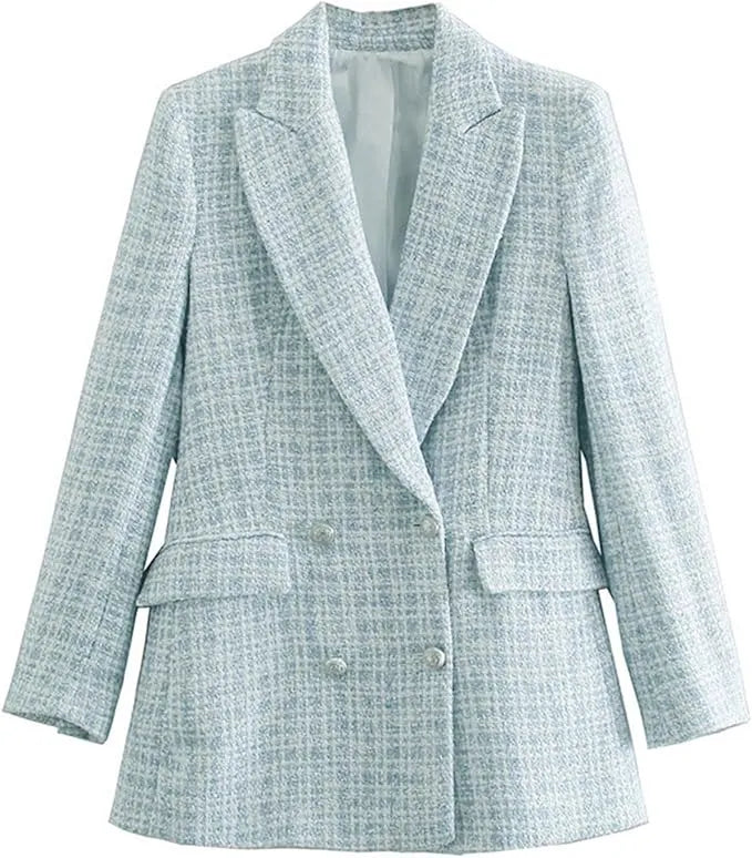 Stylish Light Blue Women's Blazer with Button Closure