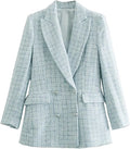 Stylish Light Blue Women's Blazer with Button Closure