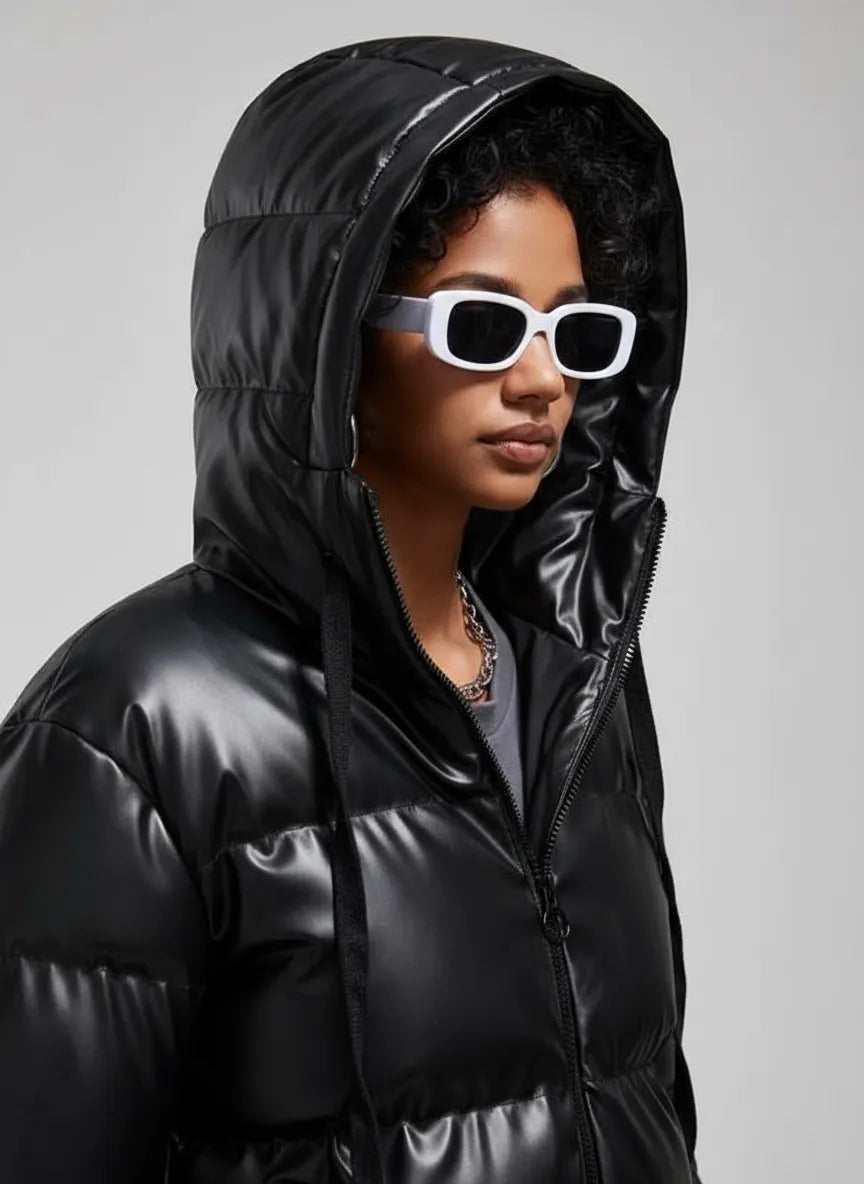 Isabelle Zeitlose Lederoptik Pufferjacke