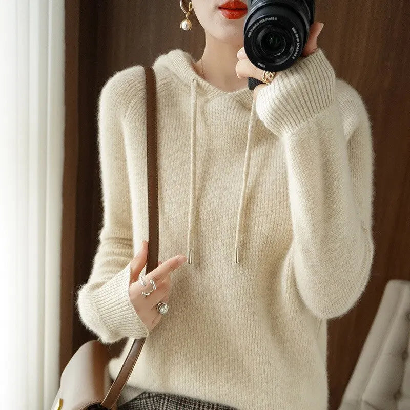 MILA | Gebreide Dames Hoodie met Lange Mouwen – Gebreid & Tijdloos Comfort Voor Elke Dag