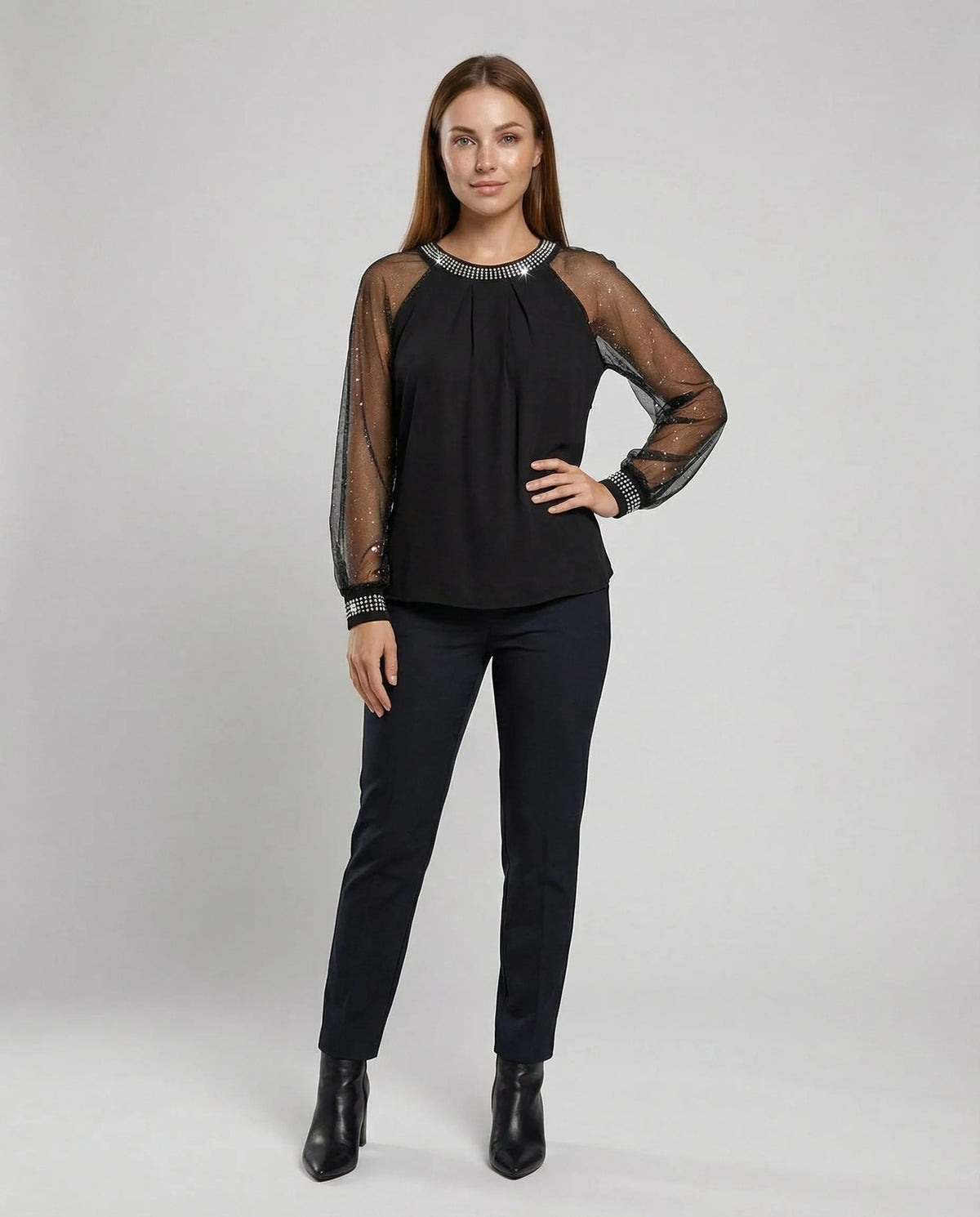 Stylisches Mesh-Top mit Pailletten