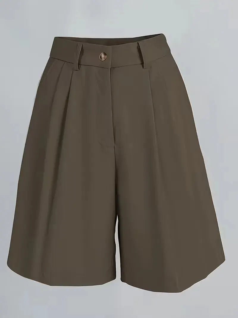 Women's Shorts with High Waist and Gold Buckle