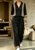 Ensemble haut col revers manches courtes et pantalon