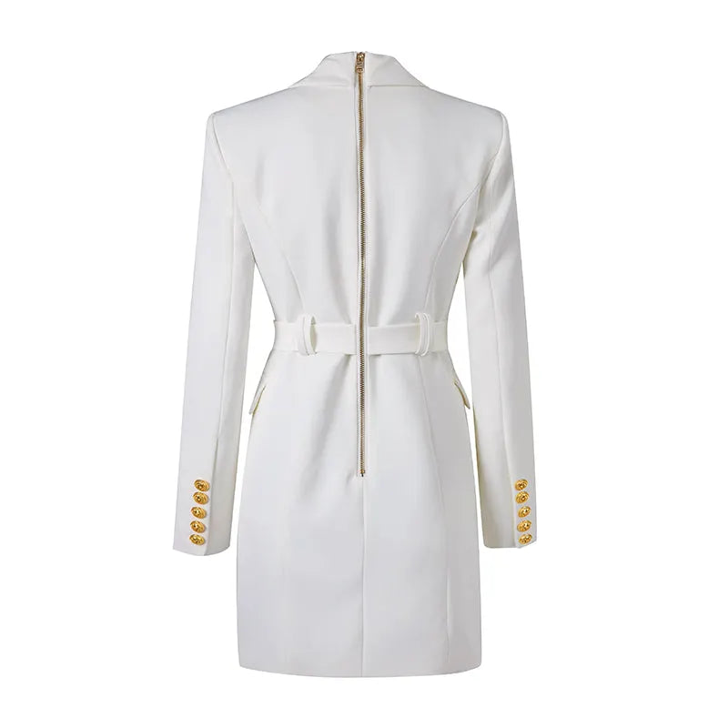 Damen-Blazerkleid mit Taillengürtel und Knopfdetails