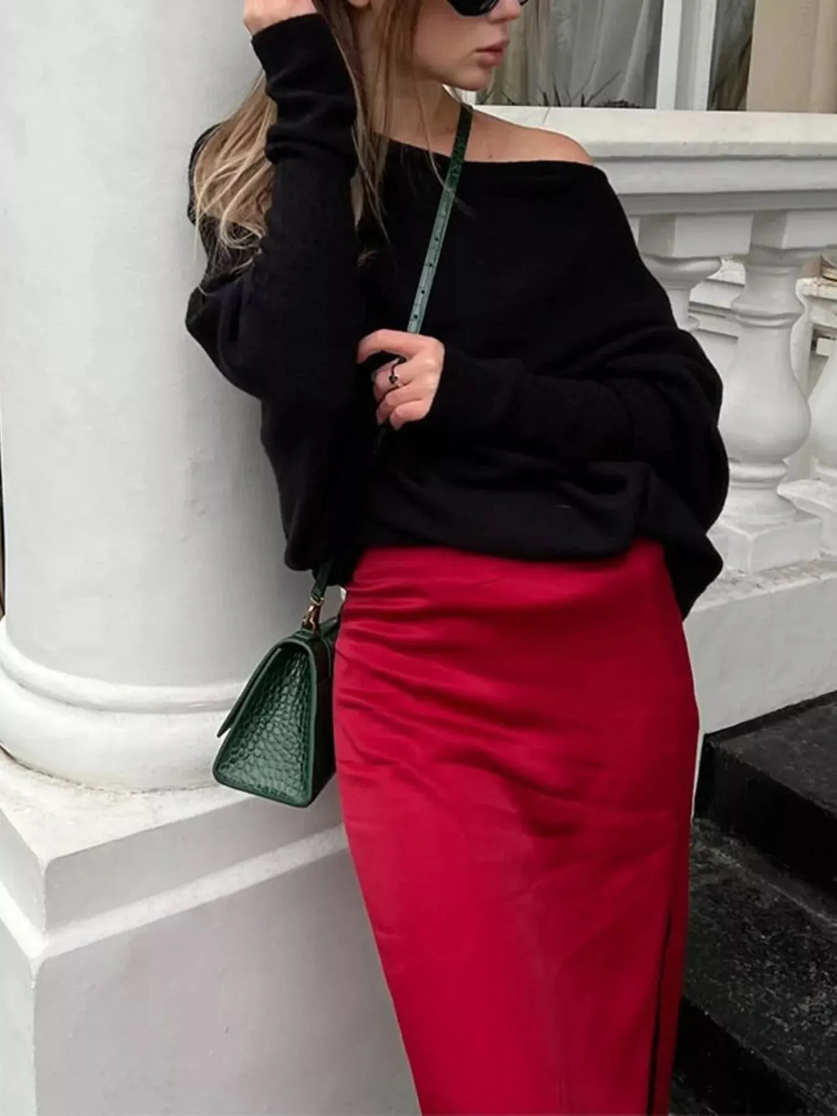 Boat Neck Long Sleeve Sweater