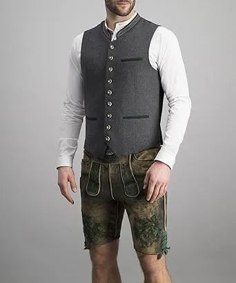Herren Trachtenweste Weste Grau Klassisch Elegant