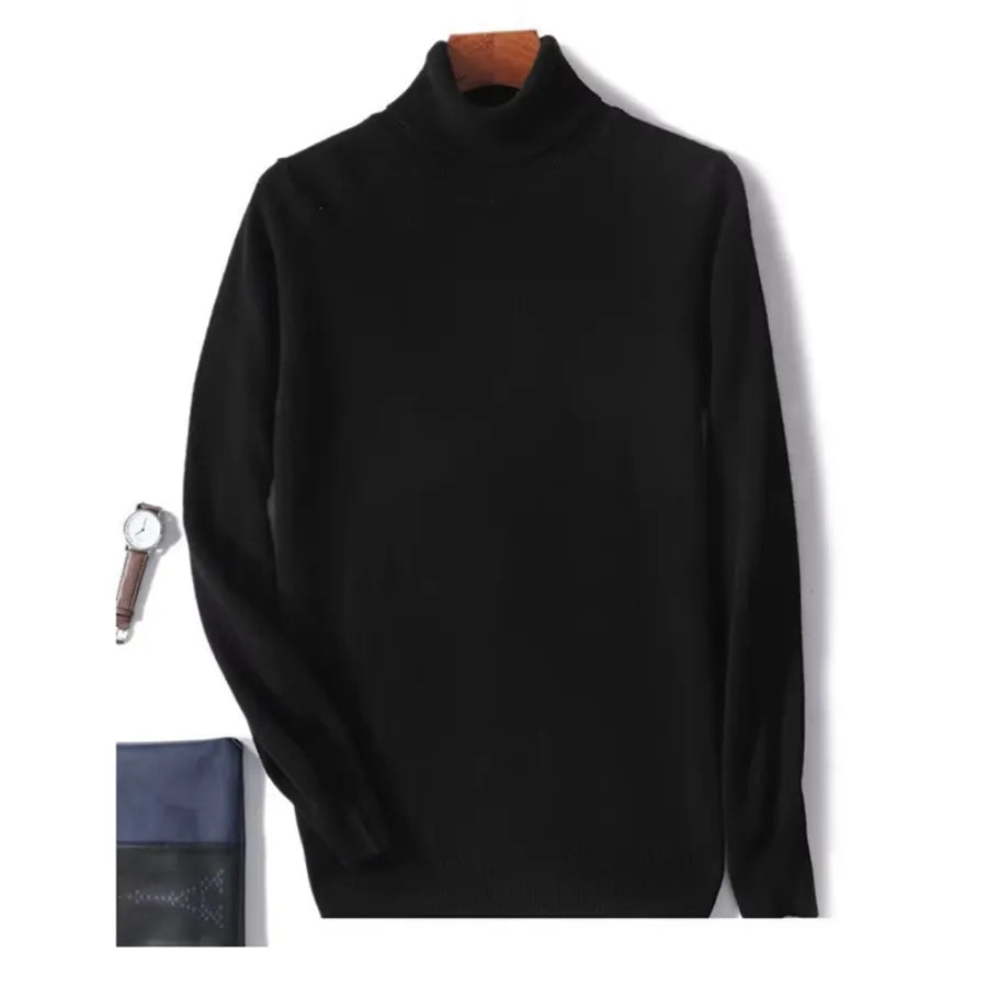 Herren Wollpullover Mit Rollkragen Und Schlankem Design
