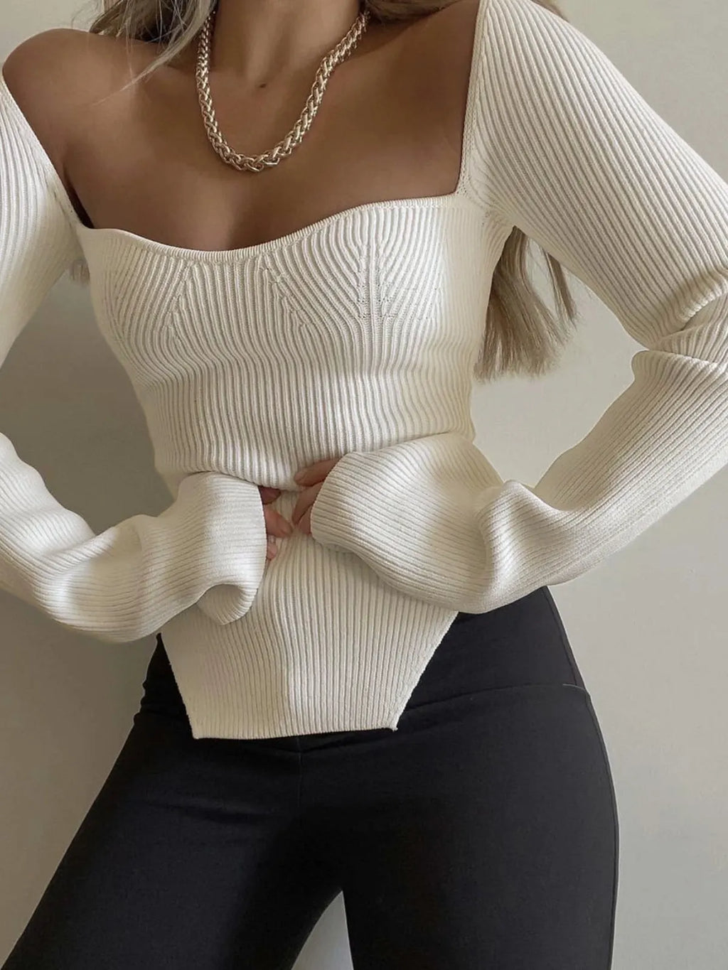 CATHERIN | Casual Gebreide Dames Top Met Flatterende Snit En Tijdloze Look